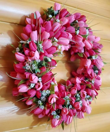 Tulips Dark Pink Wreath #3